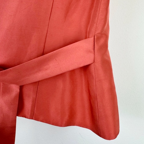 Jessica Howard Vintage Coral Silk Wrap Blouse - Picture 6 of 10